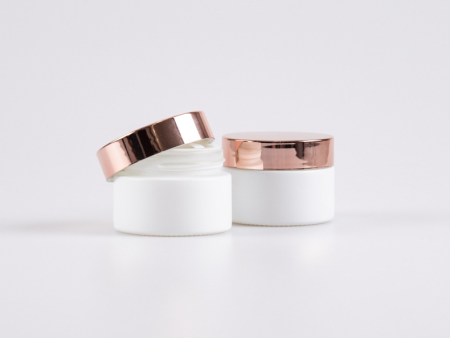 Weissglasdose 30 ml – Deckel Rosé